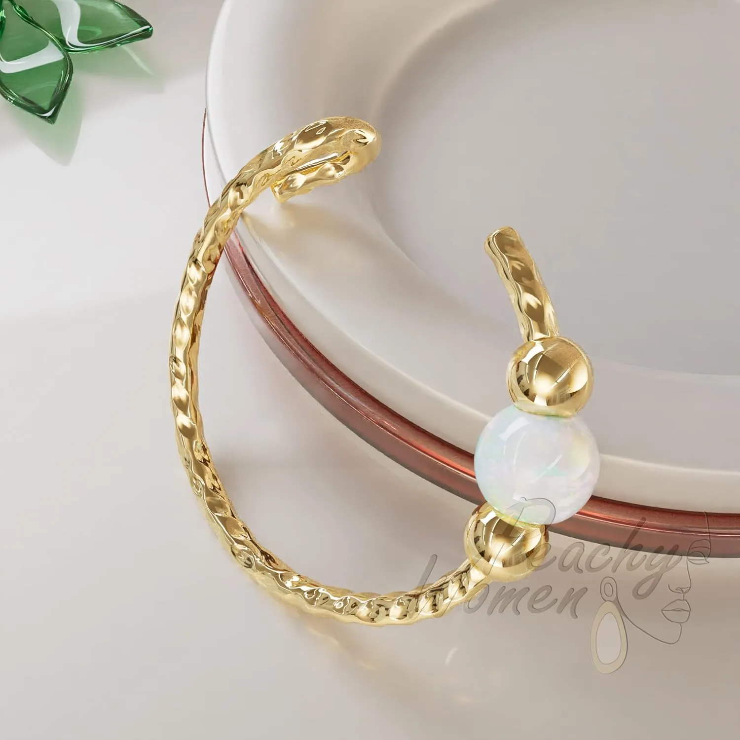 Fake Lip Ring 20 Gauge Non Piercing Hoop - 14k Gold Filled White Opal Faux Lip Piercing - No Piercing Need Lip Rings