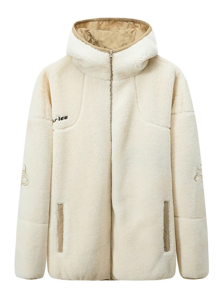 Fashion Letter Embroidery Hooded Fleece Jacket / Oversized Clothes - SF0867