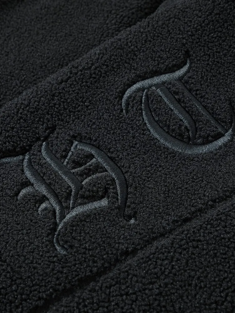 Fashion Letter Embroidery Hooded Fleece Jacket / Oversized Clothes - SF0867