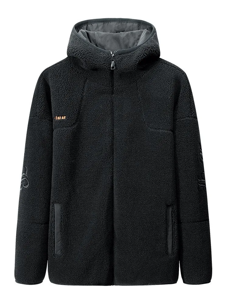 Fashion Letter Embroidery Hooded Fleece Jacket / Oversized Clothes - SF0867