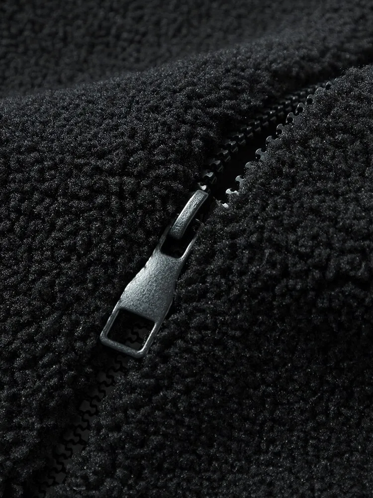 Fashion Letter Embroidery Hooded Fleece Jacket / Oversized Clothes - SF0867
