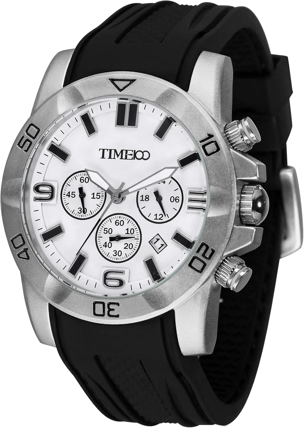 Fashion Multifunction Silicone Leather Business Mens Quartz Watches (White)