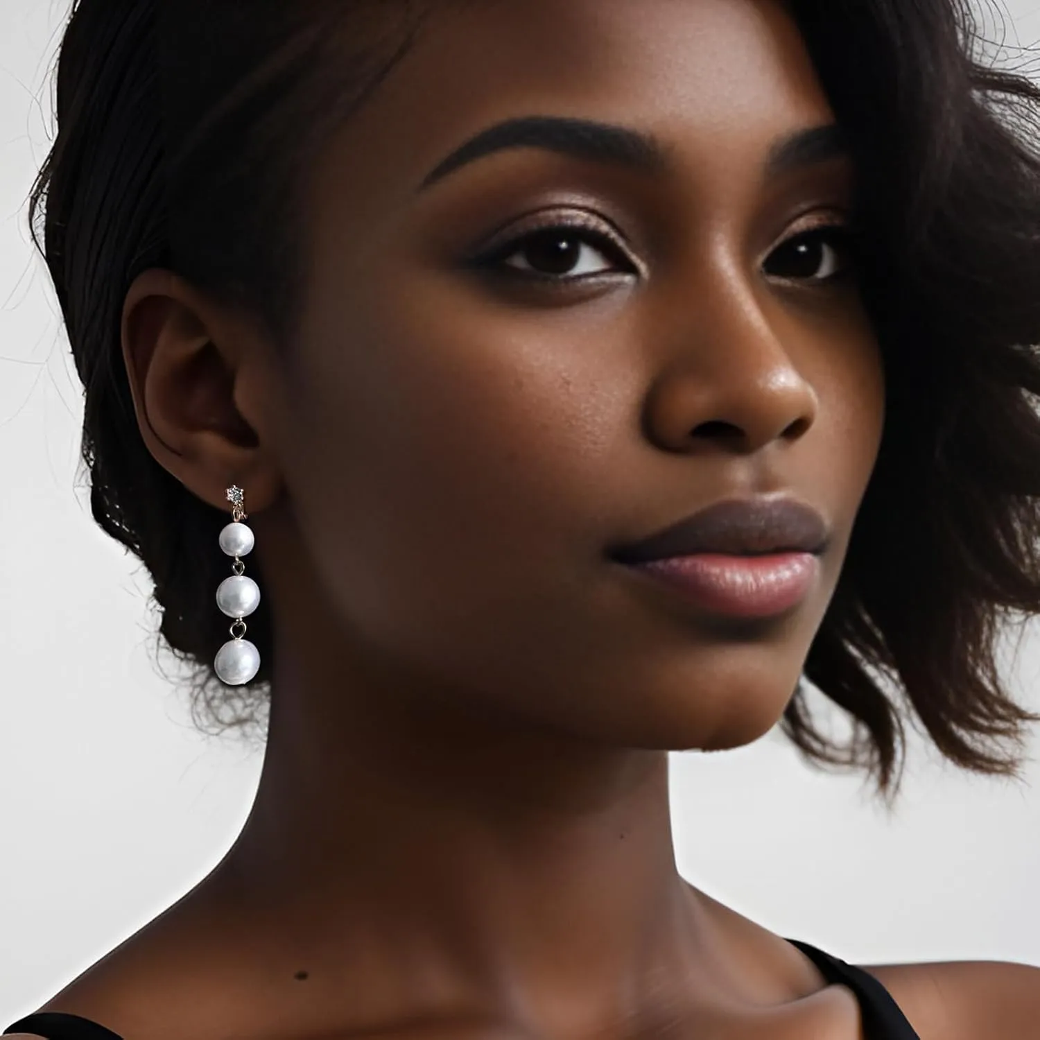Faux Pearl Clip On Dangle Drop Earrings for Women, No Piercing 14K Gold Plated Pearl Dangly Earring