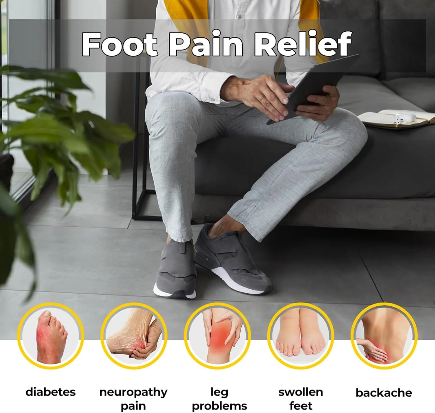 FitVille Diabetic Shoes for Men Extra Wide Slip-on Shoes for Swollen Feet Men Wide Walking Shoes with Arch Support for Foot Pain Relief- Rebound Core V10