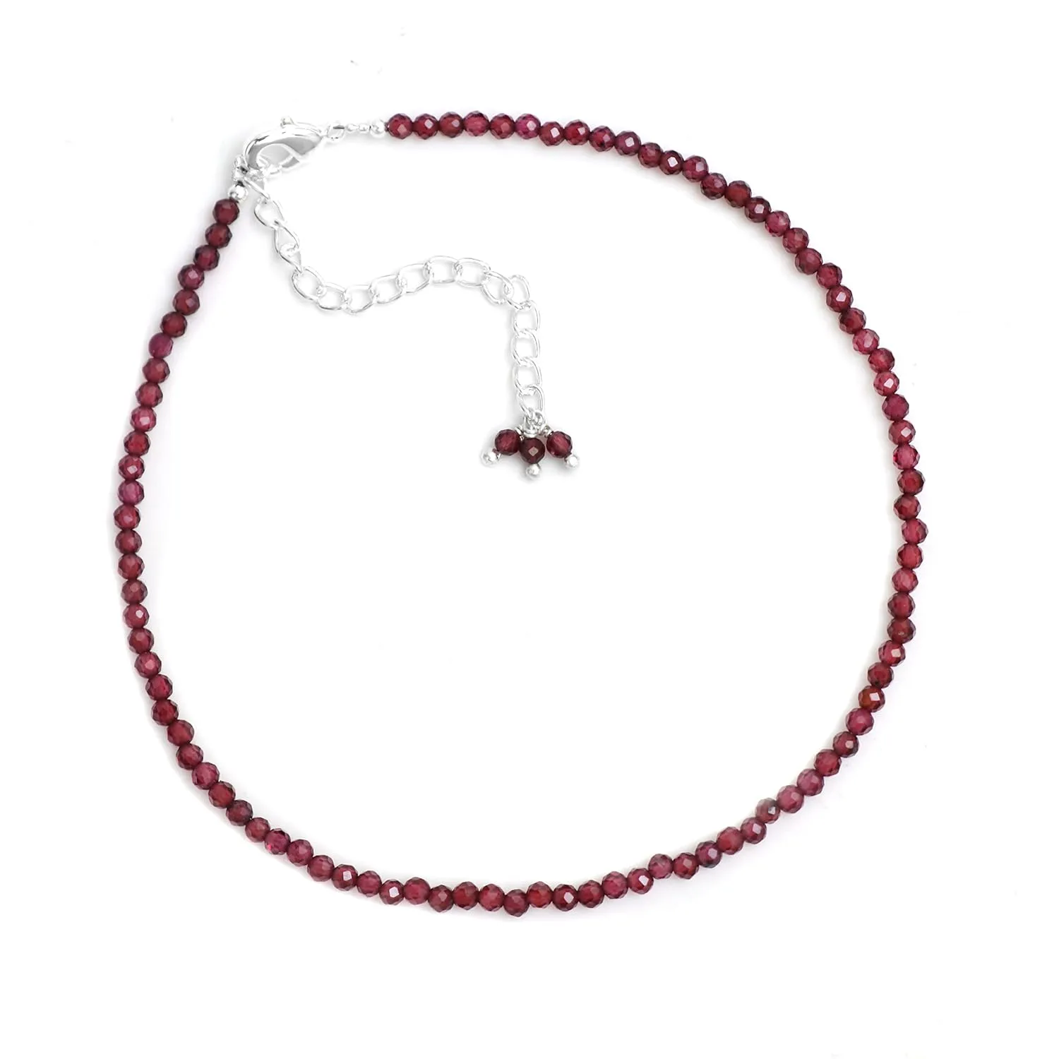 Gempires Red Garnet Beaded Anklet January Birthstone Jewelry Hypoallergenic 11 Inch Silver Plated Lightweight Gemstone Handmade Women Anklets