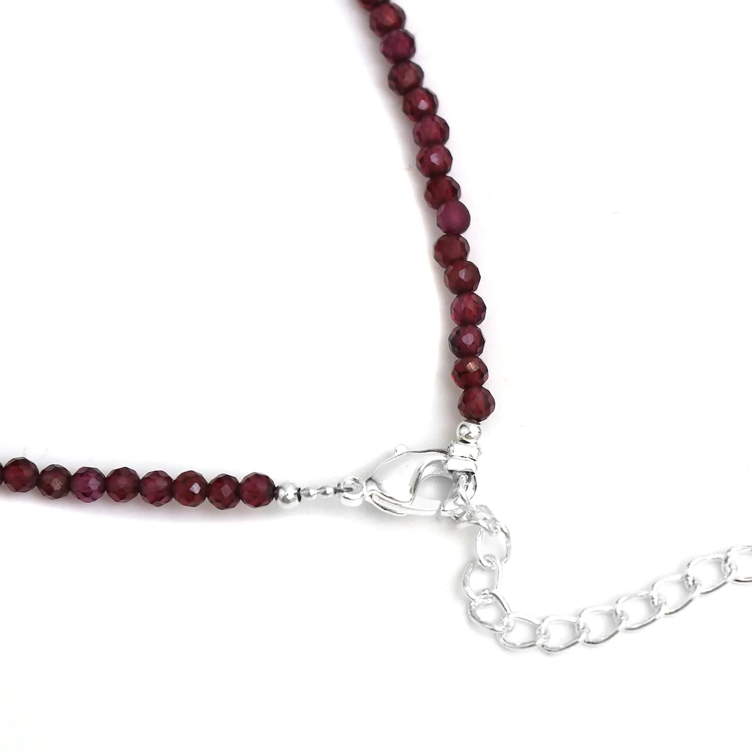 Gempires Red Garnet Beaded Anklet January Birthstone Jewelry Hypoallergenic 11 Inch Silver Plated Lightweight Gemstone Handmade Women Anklets