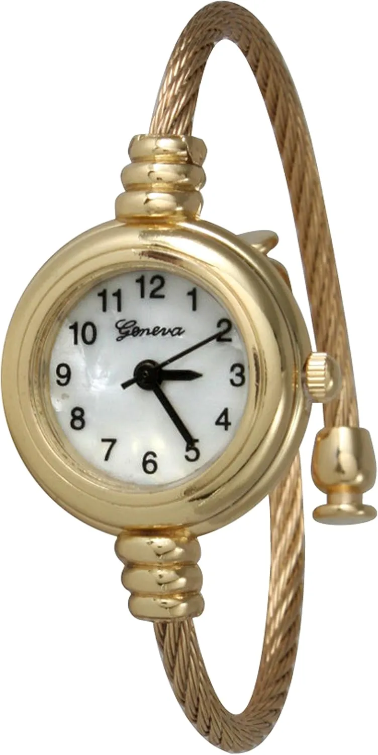 Geneva Cable Wire Bangle Watch Variety Color (Gold)