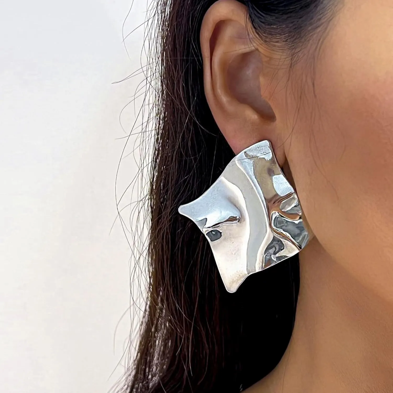 Geometric Earrings for Women,Irregular Square Earrings Vintage Trendy Simple Statement Earrings Chunky Texture Stud Earrings Birthday Jewelry Gift for Women