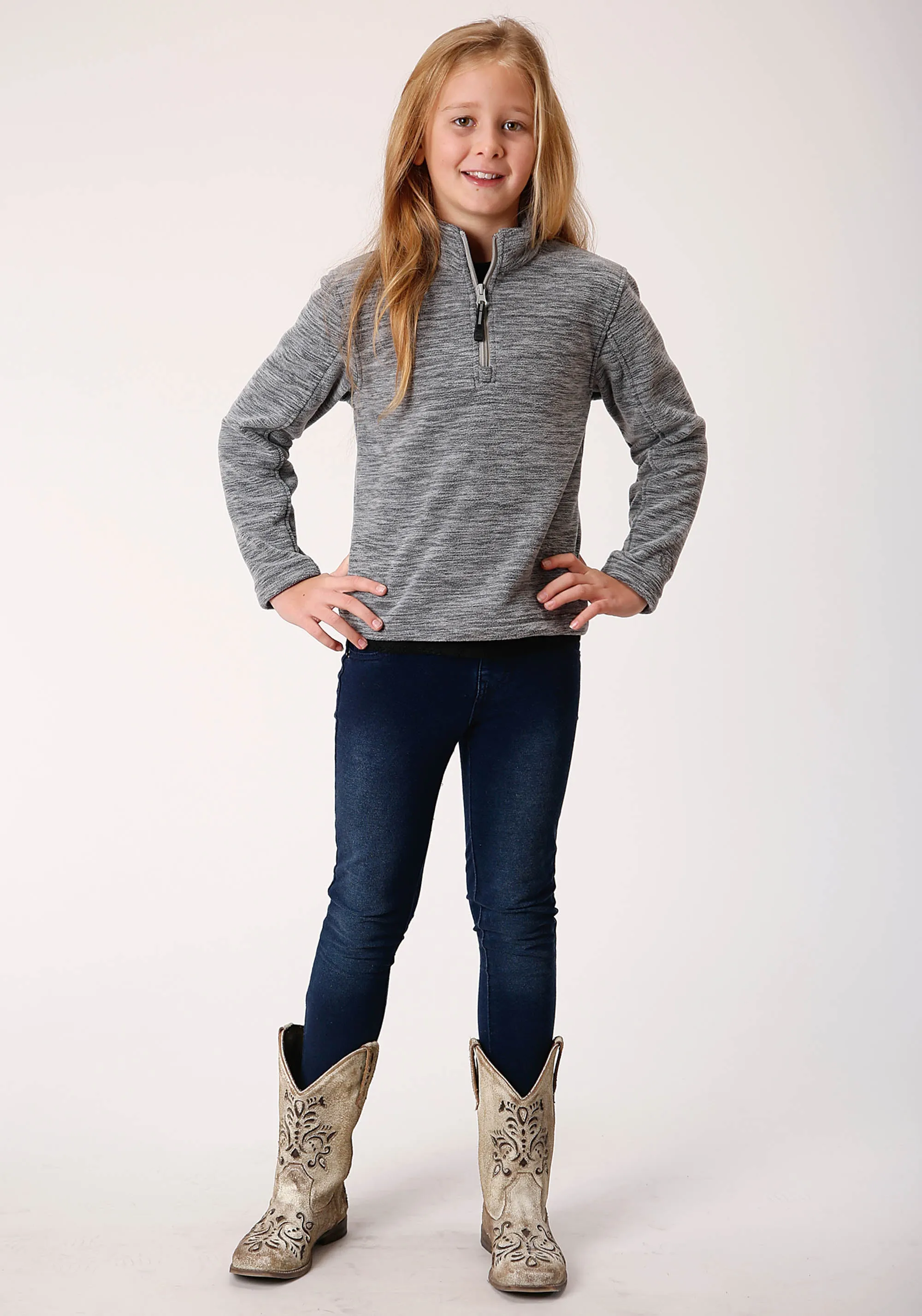 Girl's Grey Micro Fleece Jacket