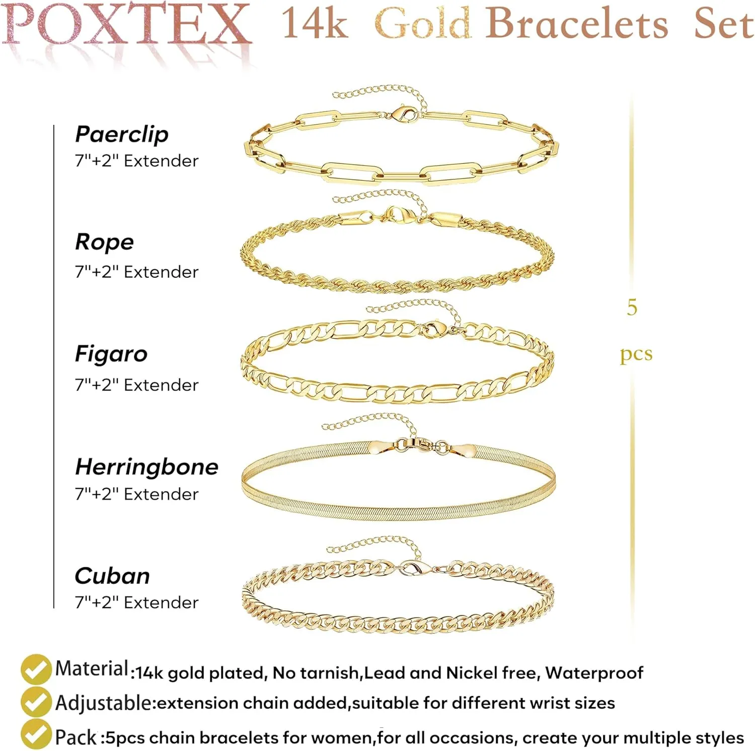 Gold Bracelets for Women,Dainty Bracelets Set for Women Trendy, Gold Bracelets Stack With Beaded, Cuban, Paperclip, Heart, Snake, Rope, Pearl, Cross, Hand Chain, Silver Jewelry Gifts for Women Christmas