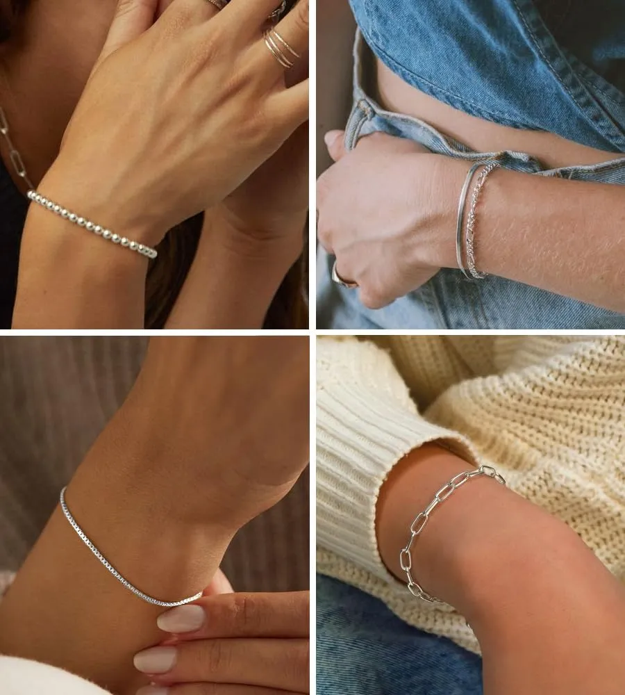 Gold Bracelets Set for Women Trendy, 14K Real Gold Plated Jewelry for Women Dainty Chain Bracelet Stack, Non Tarnish Gold Stackable Bracelets Pack Fashion Accessories Gifts