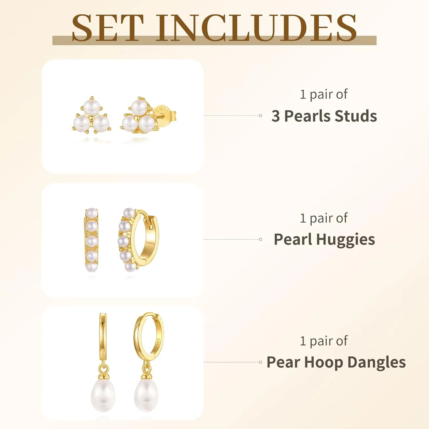 Gold Pearl Earrings Set for Women, Pearl Hoop Dangle Drop Earrings, Dainty 14K Gold Plated Hypoallergenic Earring Stacks, Jewelry Gifts for Women/MomTrendy 2025