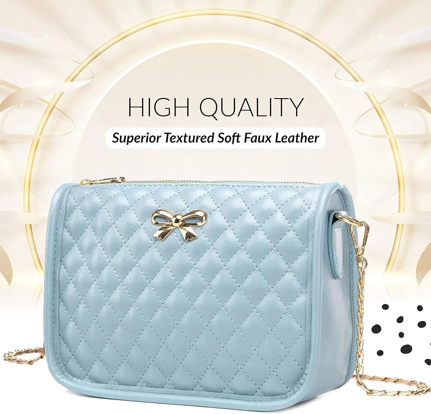 Hanbella Crossbody Purse for Women - Cute Quilted Leather Shoulder Bag with Gold Chain Strap for Teen Girls - Womens Clutch