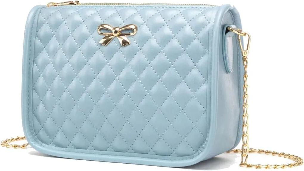 Hanbella Crossbody Purse for Women - Cute Quilted Leather Shoulder Bag with Gold Chain Strap for Teen Girls - Womens Clutch