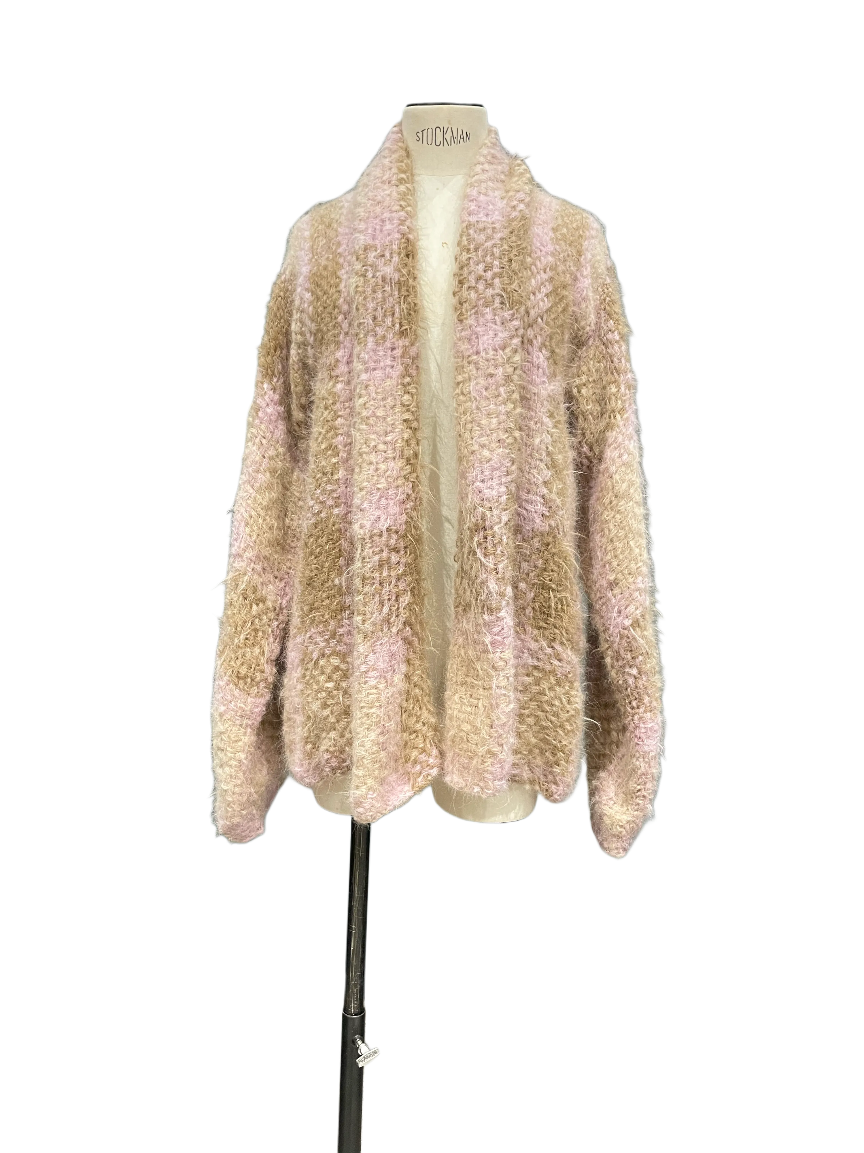 Hand loom Houndstooth swing Jacket (Alpaca) Pink / Mushroom
