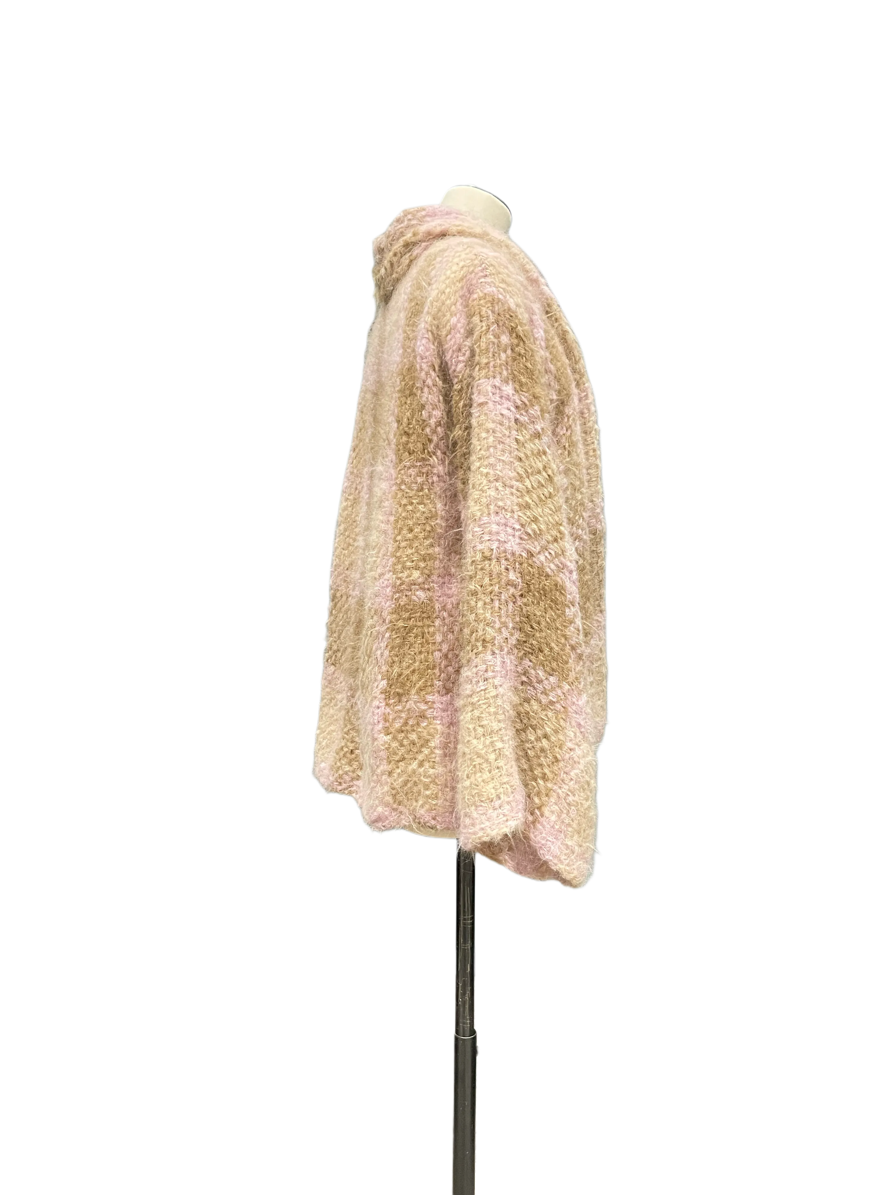 Hand loom Houndstooth swing Jacket (Alpaca) Pink / Mushroom