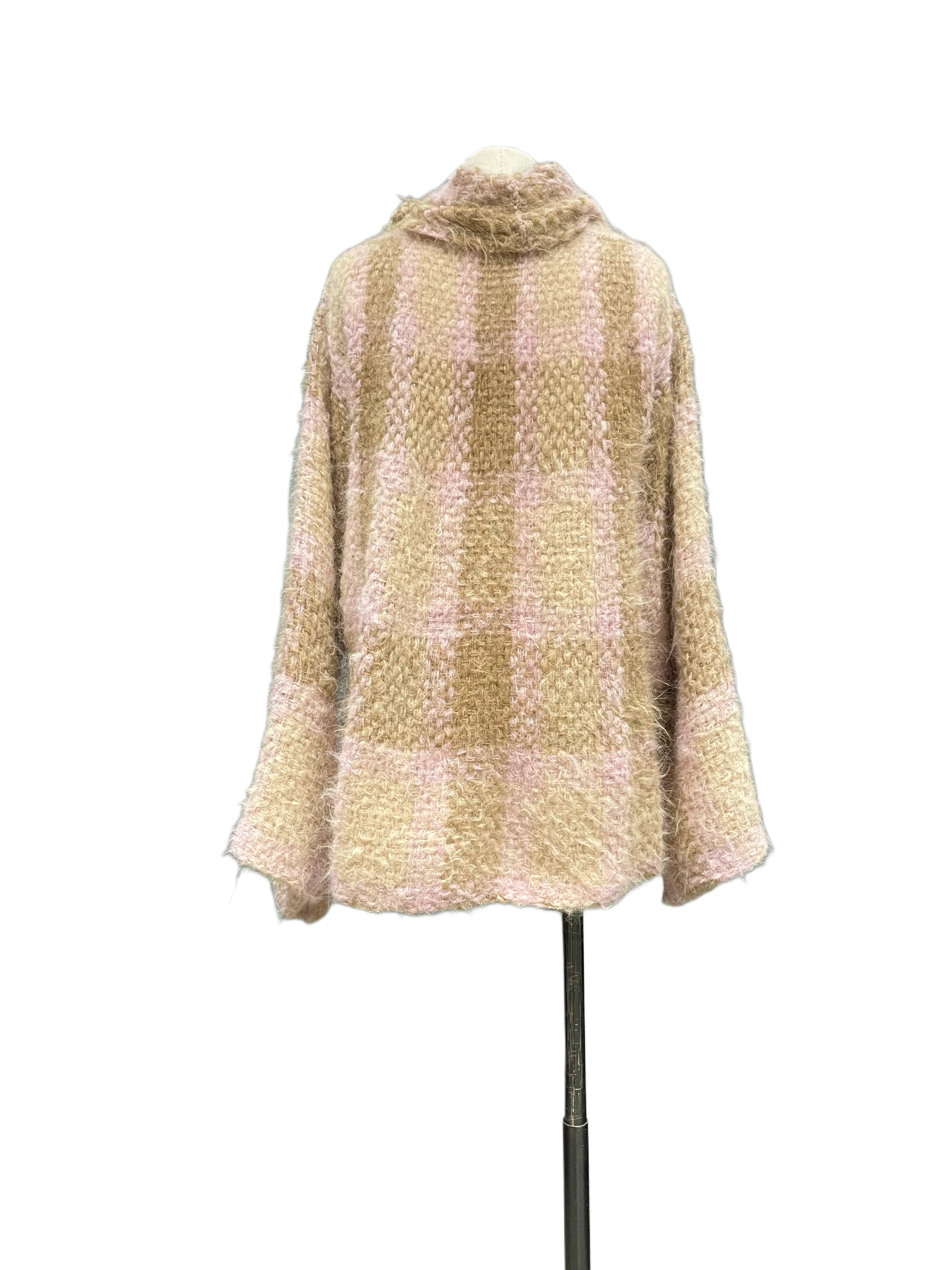 Hand loom Houndstooth swing Jacket (Alpaca) Pink / Mushroom