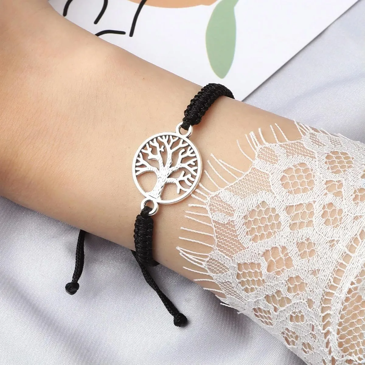 Handmade Braid Rope Bracelets Tree Adjustable Bracelets for Women Men Wrist Bangle Friendship