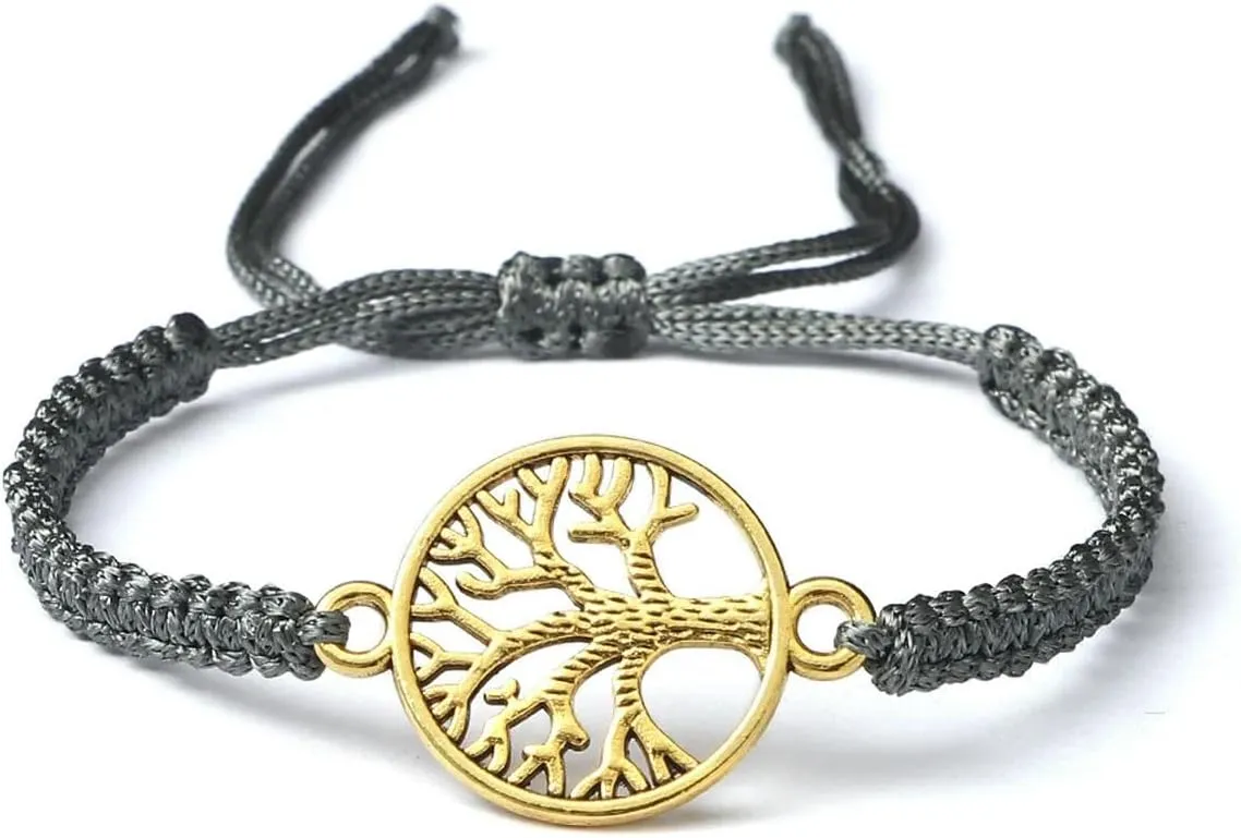 Handmade Braid Rope Bracelets Tree Adjustable Bracelets for Women Men Wrist Bangle Friendship