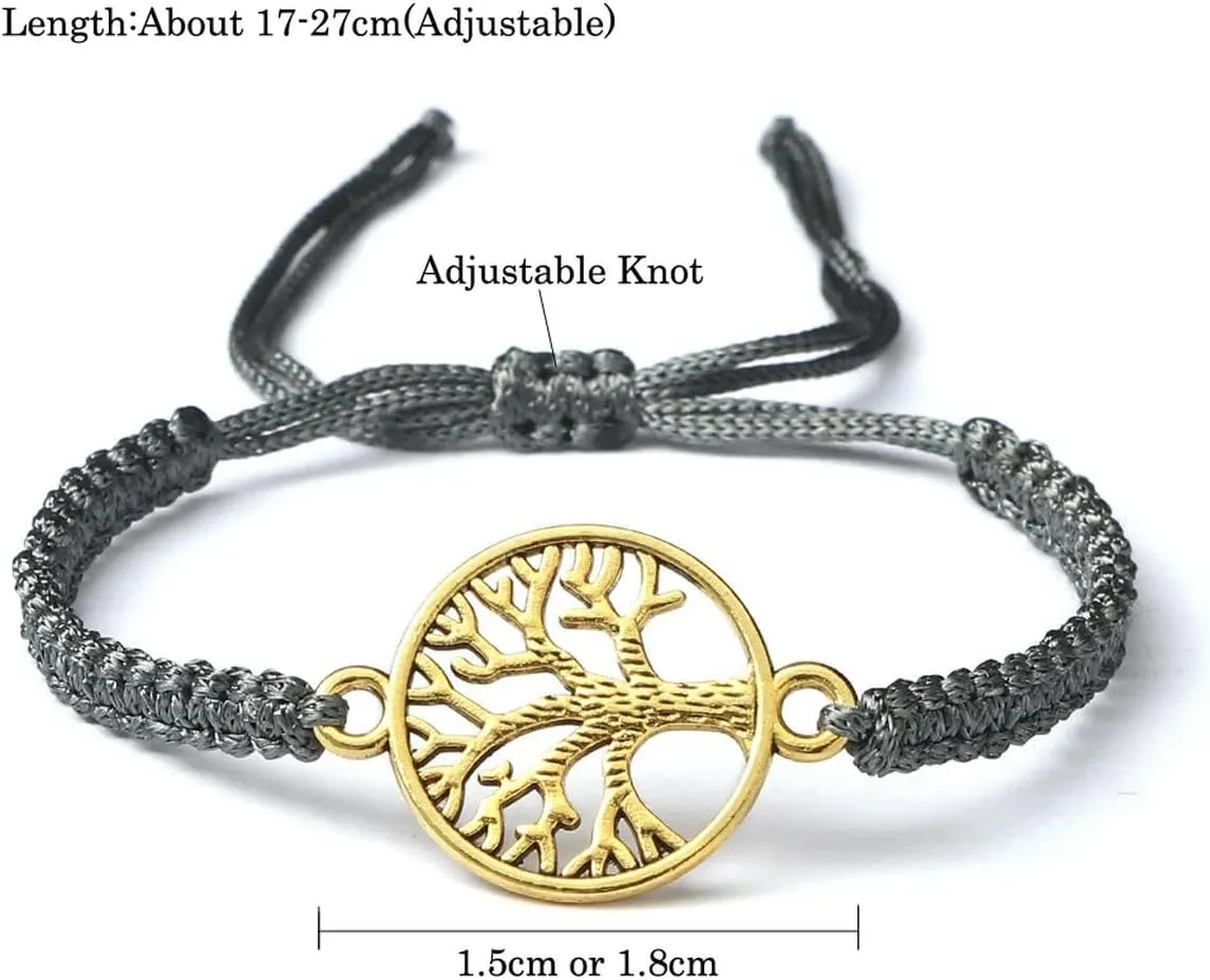 Handmade Braid Rope Bracelets Tree Adjustable Bracelets for Women Men Wrist Bangle Friendship