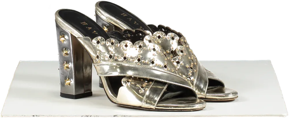 Havva Metallic Embellished Heeled Sandals UK 5 EU 38 