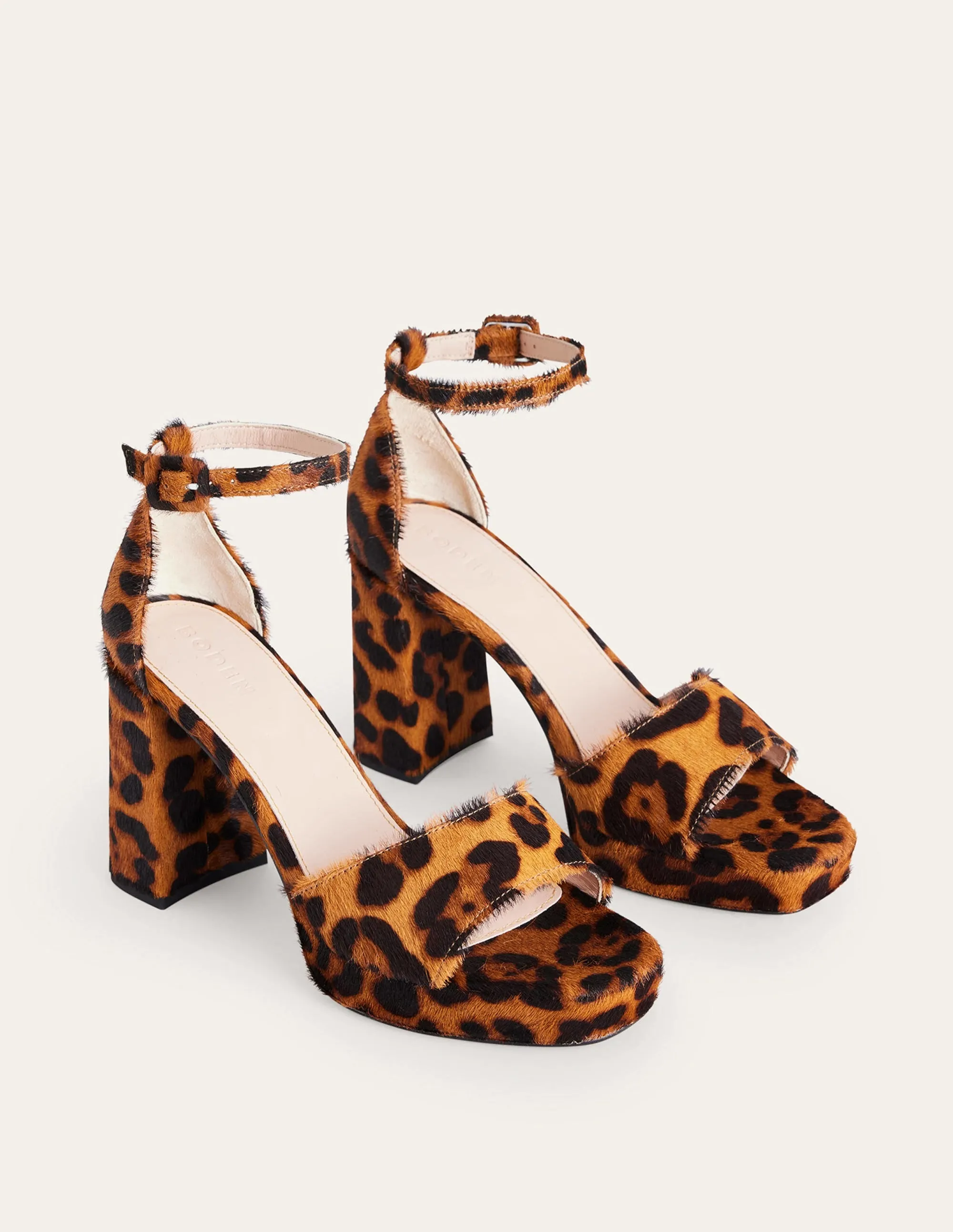 Heeled Platform Sandals-Classic Leopard Pony Hair