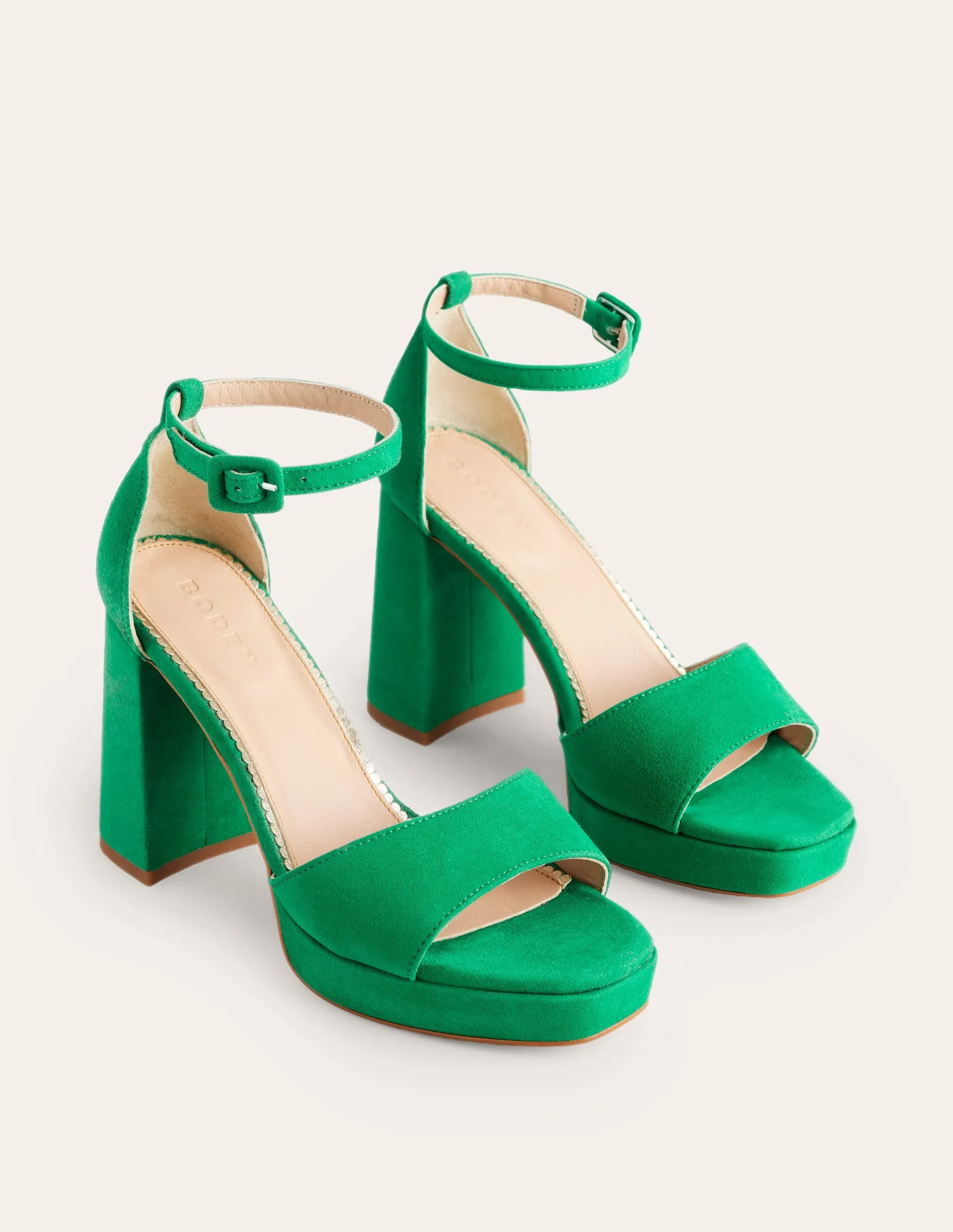 Heeled Platform Sandals-Green