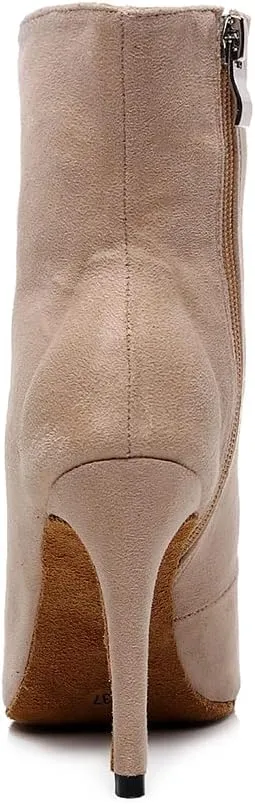 HIPPOSEUS Women's Latin Ballroom Dance Boots Ballroom Salsa Heel Ankle Dance Booties with Zipper,Model 7218