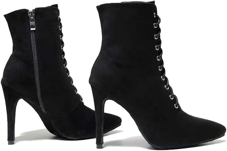 HIPPOSEUS Women's Latin Ballroom Dance Boots Ballroom Salsa Heel Ankle Dance Booties with Zipper,Model 7218