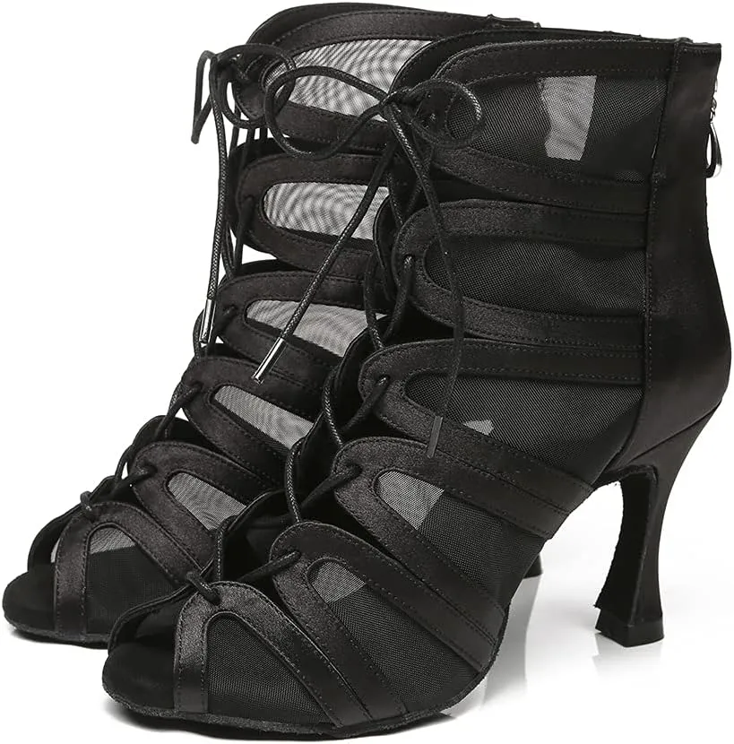 HIPPOSEUS Women's Latin Ballroom Dance Shoes Latin Salsa Ankle Dance Boots