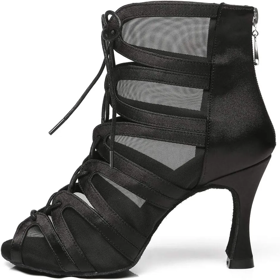 HIPPOSEUS Women's Latin Ballroom Dance Shoes Latin Salsa Ankle Dance Boots