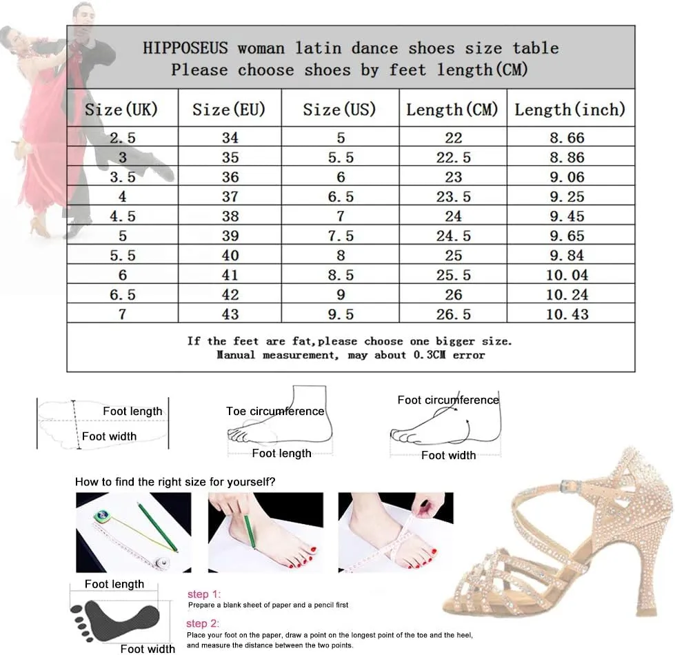 HIPPOSEUS Womens Latin Ballroom Dance Shoes Open Toe Salsa Bachata Social Dancing Performance Shoes,Model YCL020