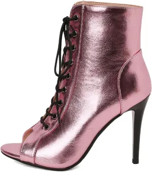 HROYL Women's Ballroom Latin Salsa Dance Shoes Lace-up Open-Toe Ankle Dance Boots,Model DS9676-L478