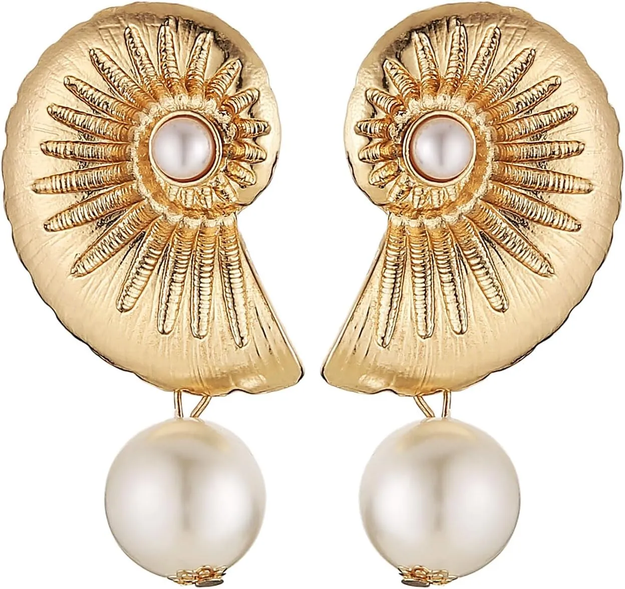 HZMAN Seashell Earrings for Women Boho Conch Seashell Pearl Dangle Drop Earring Summer Beach Jewelry Gift