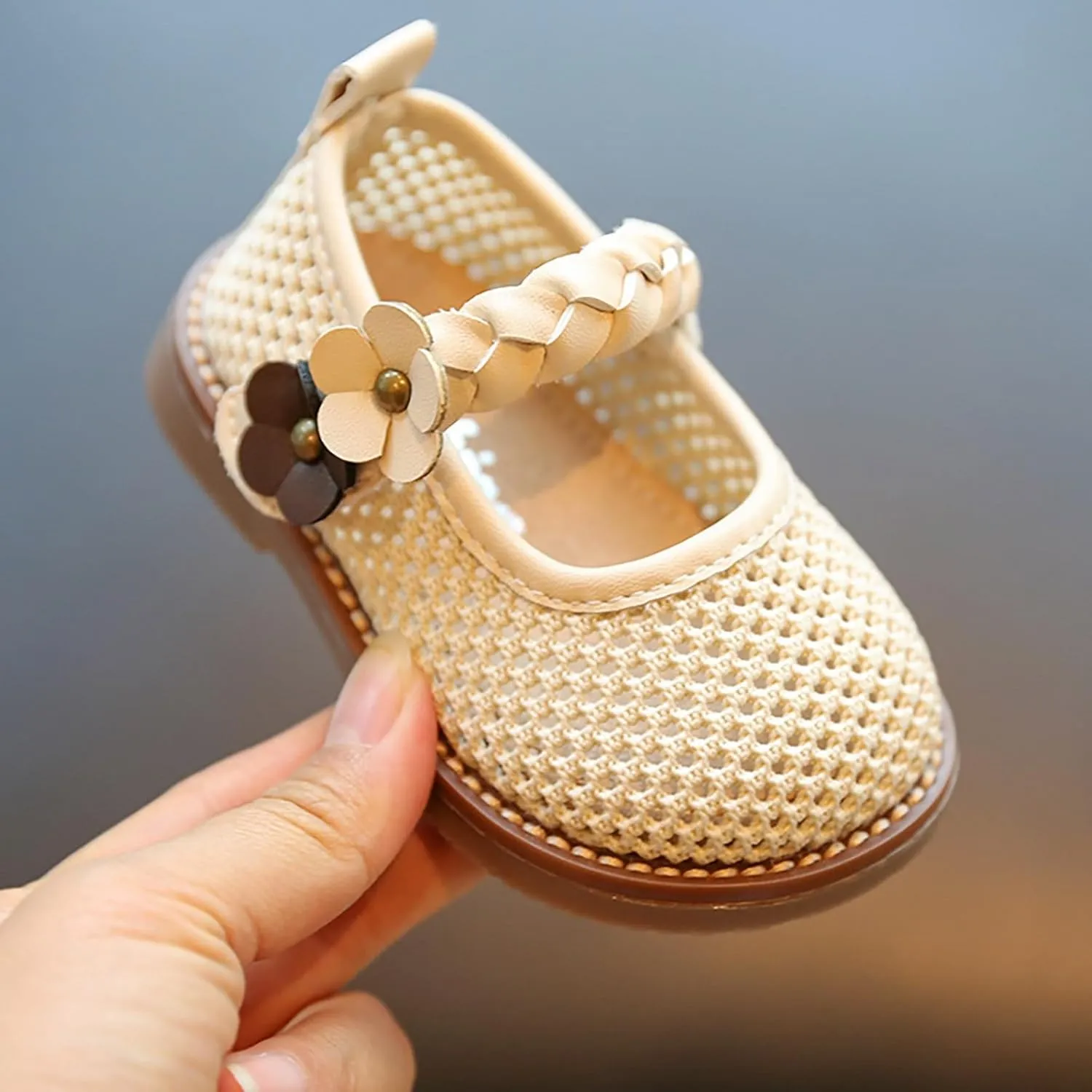 Infant Knitted Mary Jane Softy Dress Shoes Girls Lightweight School Uniform Party Flower Dress Flats Shoes