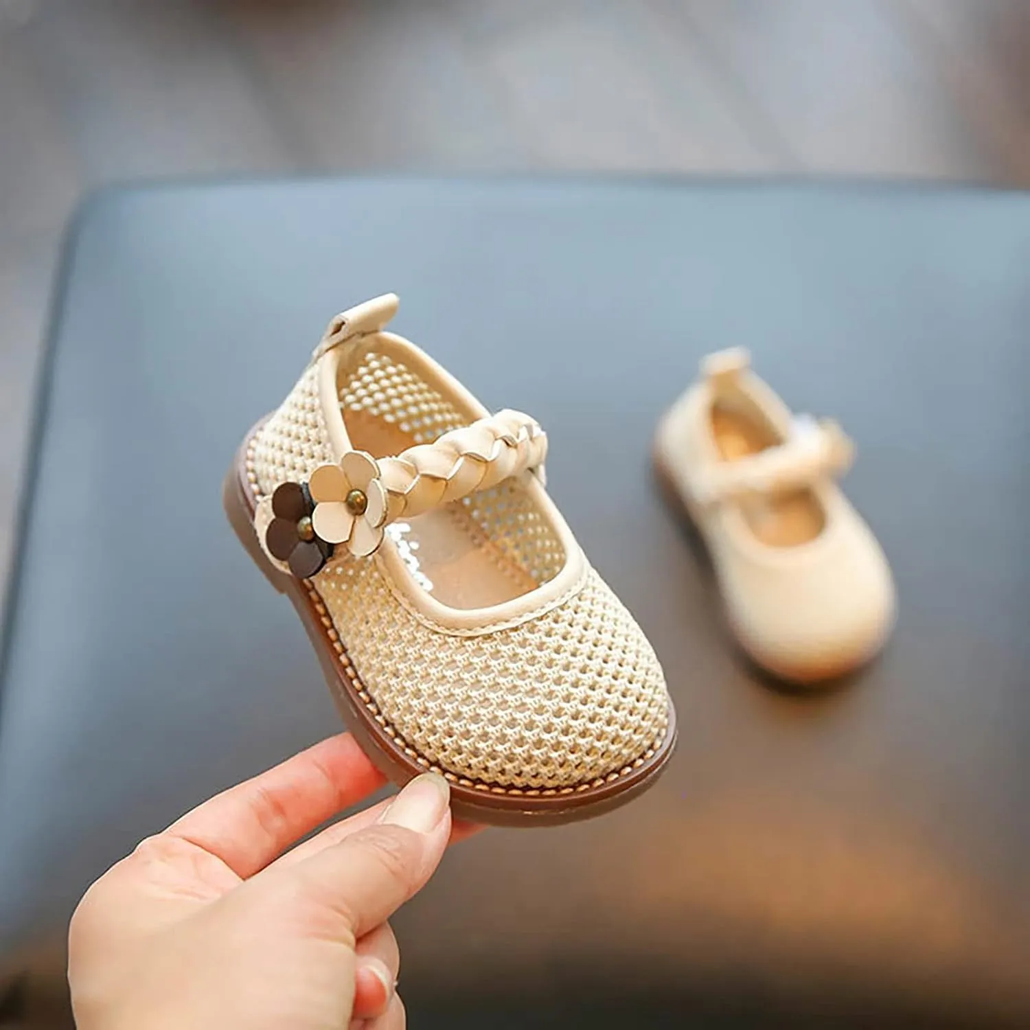 Infant Knitted Mary Jane Softy Dress Shoes Girls Lightweight School Uniform Party Flower Dress Flats Shoes
