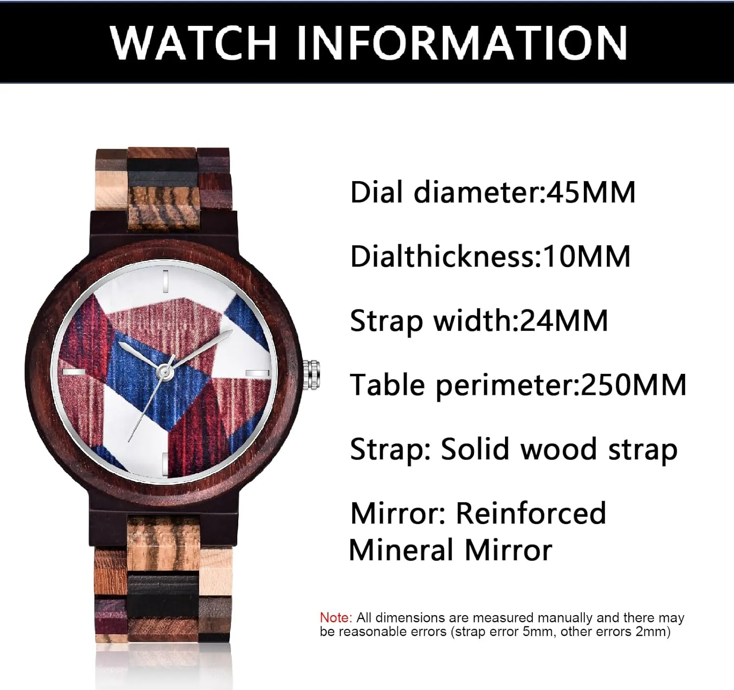 Inverted Geometric Wood Watch Creative Quartz Watch for Men Hand-Made Wooden Watches