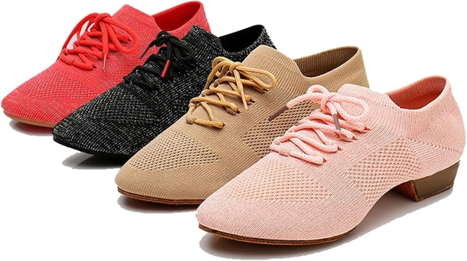 Jazz Dance Shoes Women Line Dancing Shoes Soft Bottom Woman Dance Sneakers Casual Slippers Mesh Knitted Slip-on Female Shoes for Dance Performance(Black1,41)