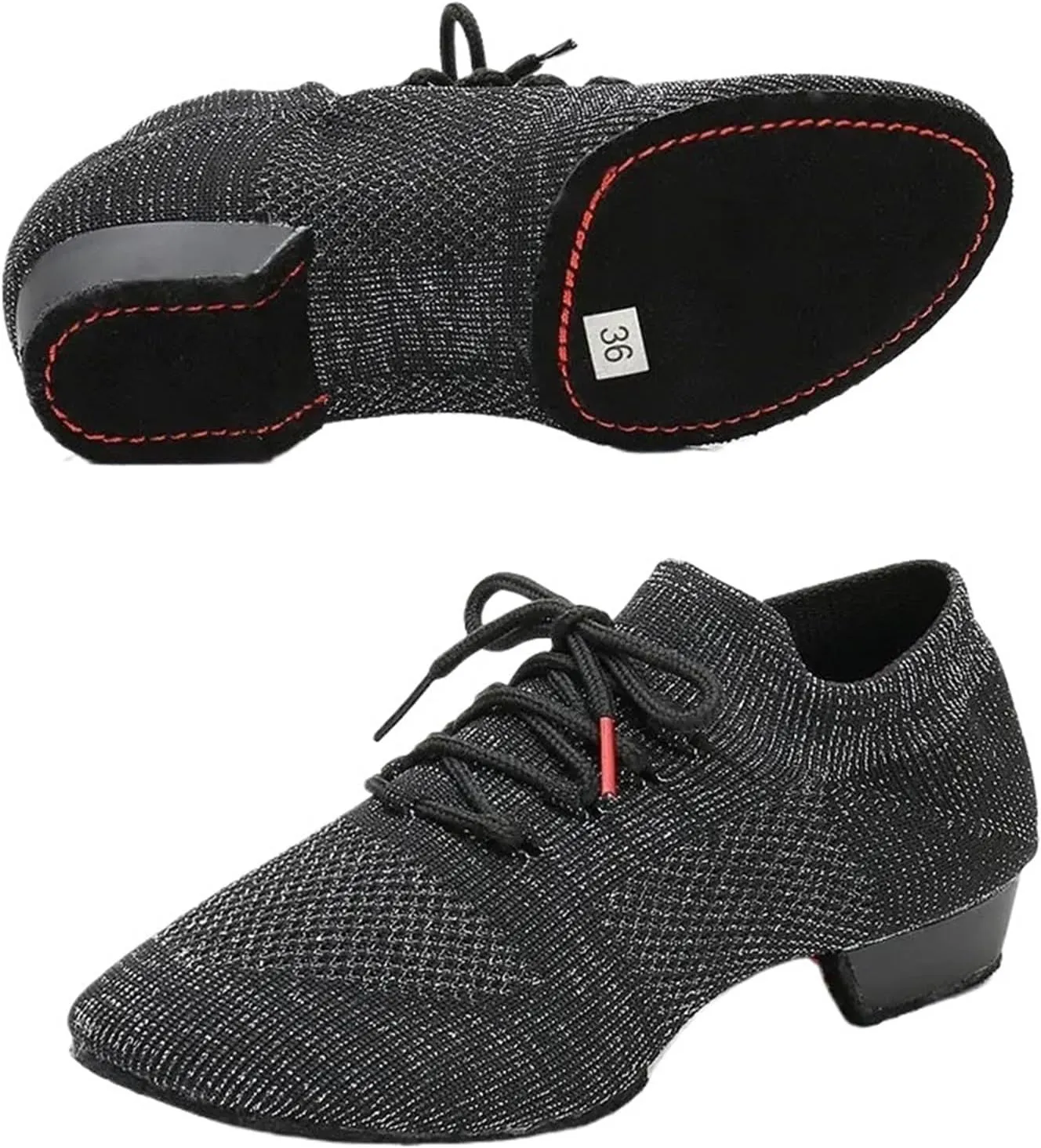 Jazz Dance Shoes Women Line Dancing Shoes Soft Bottom Woman Dance Sneakers Casual Slippers Mesh Knitted Slip-on Female Shoes for Dance Performance(Black1,41)