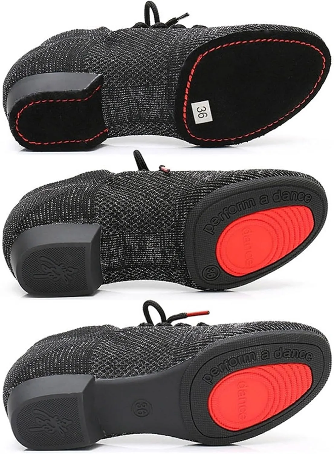 Jazz Dance Shoes Women Line Dancing Shoes Soft Bottom Woman Dance Sneakers Casual Slippers Mesh Knitted Slip-on Female Shoes for Dance Performance(Black1,41)
