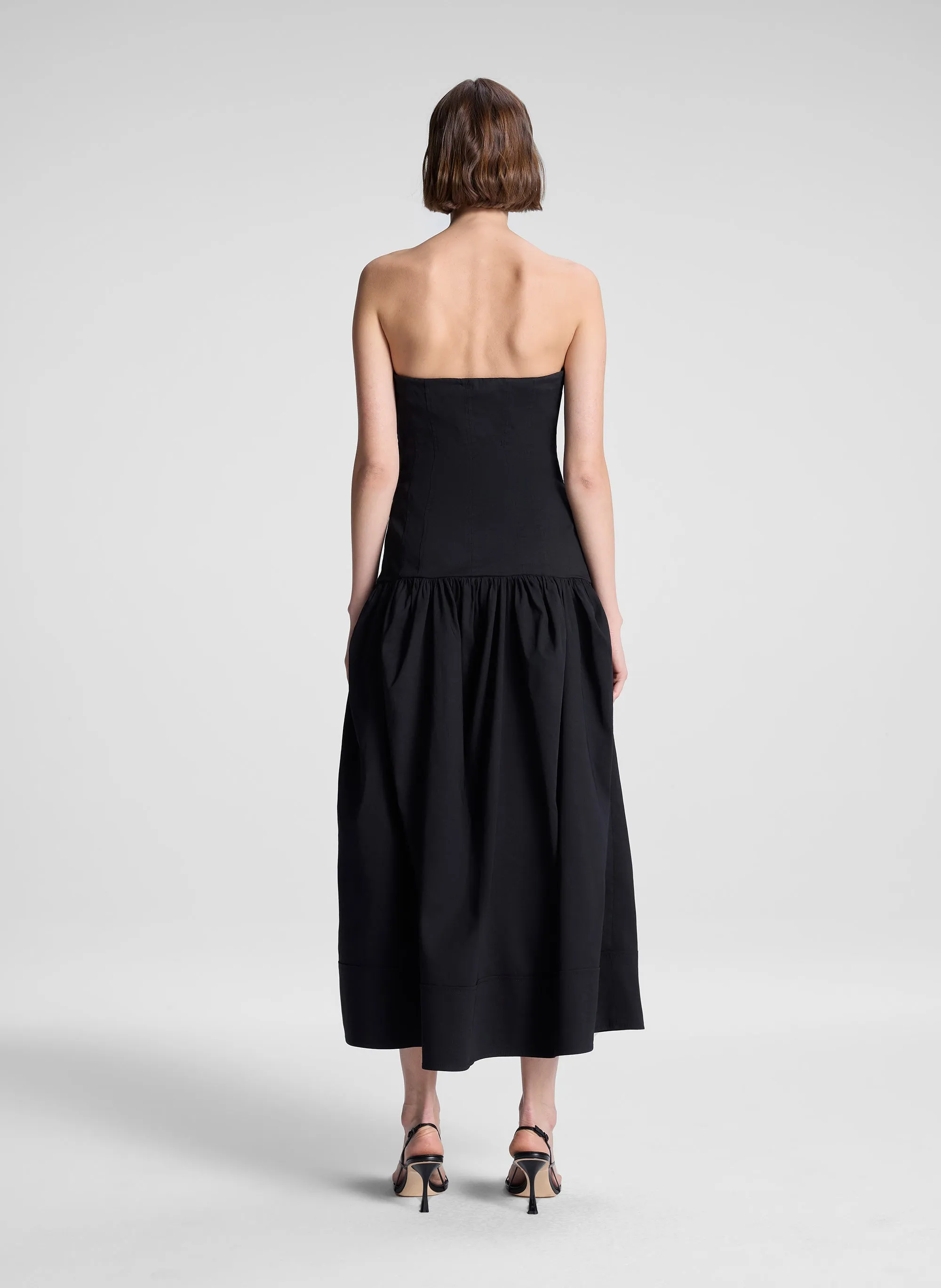June Strapless Linen Midi Dress