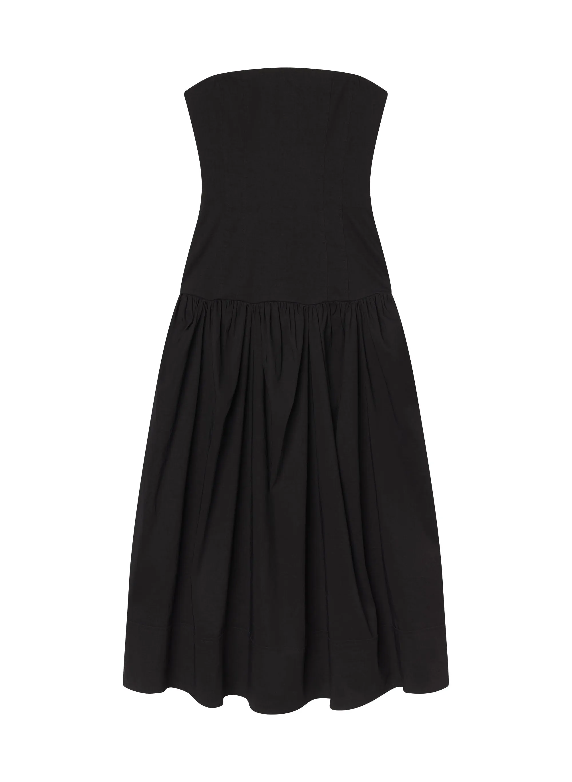 June Strapless Linen Midi Dress
