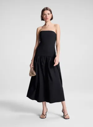 June Strapless Linen Midi Dress