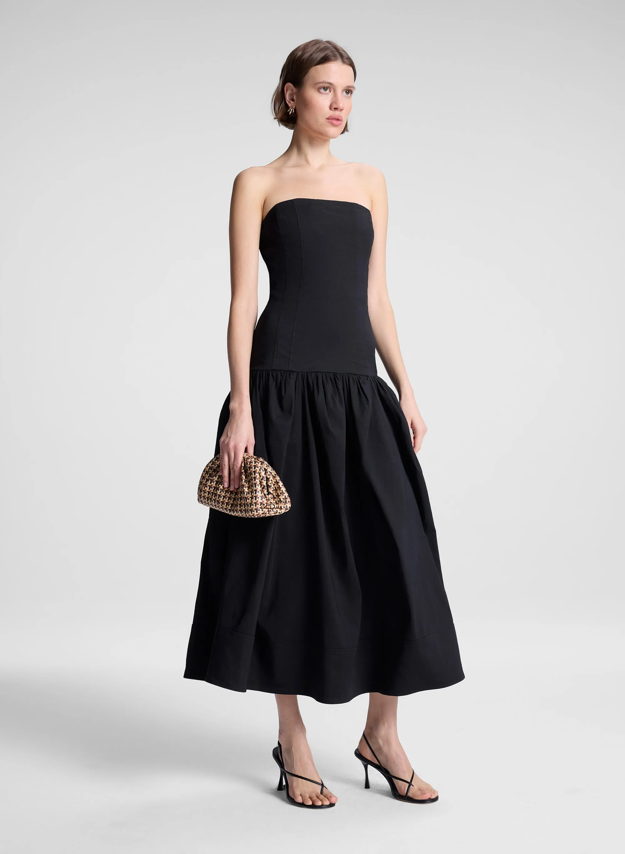 June Strapless Linen Midi Dress