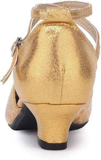 JUODVMP Closed Toe Salsa Dance Shoes for Women Ballroom Latin Character Dance Shoes,DY113