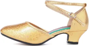 JUODVMP Closed Toe Salsa Dance Shoes for Women Ballroom Latin Character Dance Shoes,DY113