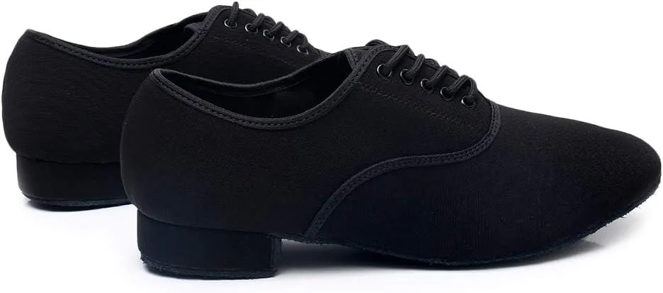 JUODVMP Lace-up Professional Latin Dance Shoes Ballroom Modern Jazz Tango Waltz Salsa Leather Shoes for Men Low Heel,Model WLL518-2