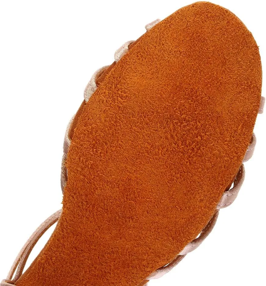 JUODVMP Women Latin Dance Shoes Satin Ballroom Performance Salsa Tango Practice Dance Shoes Model 1217