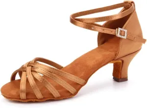 JUODVMP Women Latin Dance Shoes Satin Ballroom Performance Salsa Tango Practice Dance Shoes Model 1217