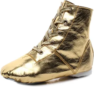 JUODVMP Women's Boot Jazz Shoes Leather Upper and Suede Split Sole Jazz Ballet Yoga Dance Shoes,Model TJGDBPUJS